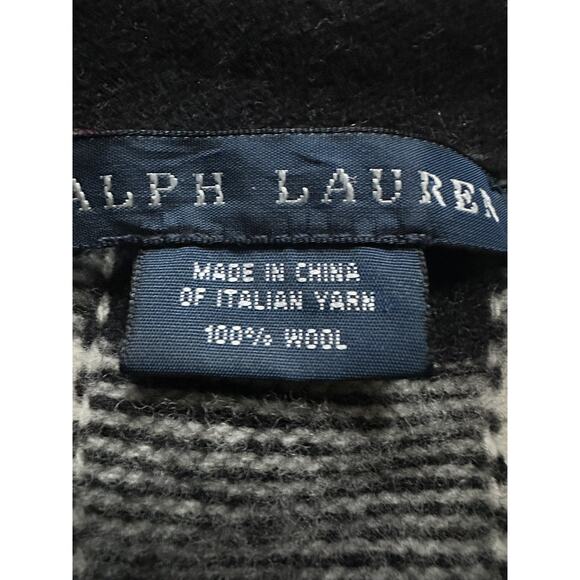 Ralph Lauren 100% Wool Buffalo Check Plaid Sweater, White Black, M Vintage Crew - Picture 5 of 16